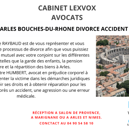 Avocat ville Arles Bouches-du-Rhône divorce accident pénal