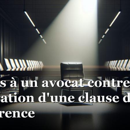 Recours à un avocat contre l'application d'une clause de non concurrence 